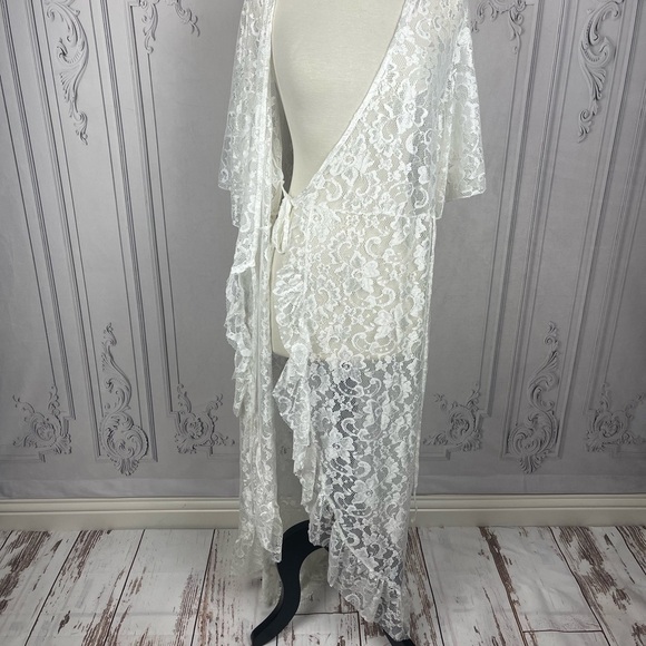 Bohemian White Lace Swimsuit Kimono Beach Dress Coverup - Picture 7 of 7